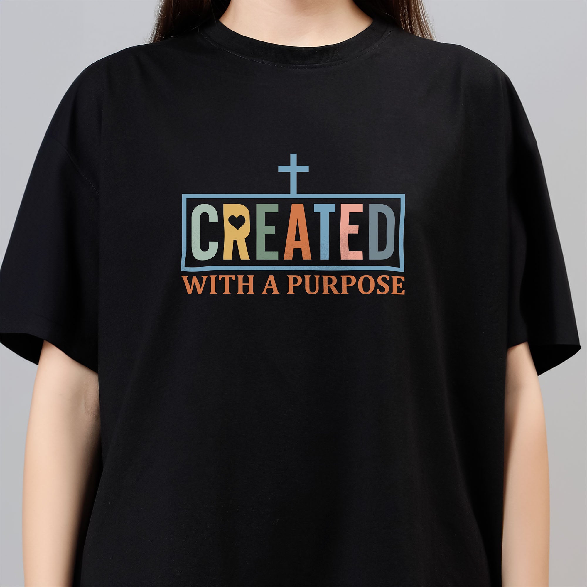 Created With Purpose - Black Women's Oversized Tshirt