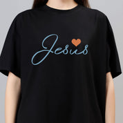 Love Jesus - Black Women's Oversized Tshirt