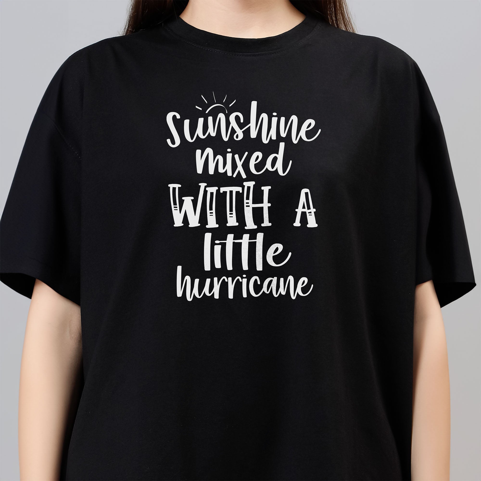 Sunshine Mixed With a Little Hurricane - Black Women's Oversized Tshirt