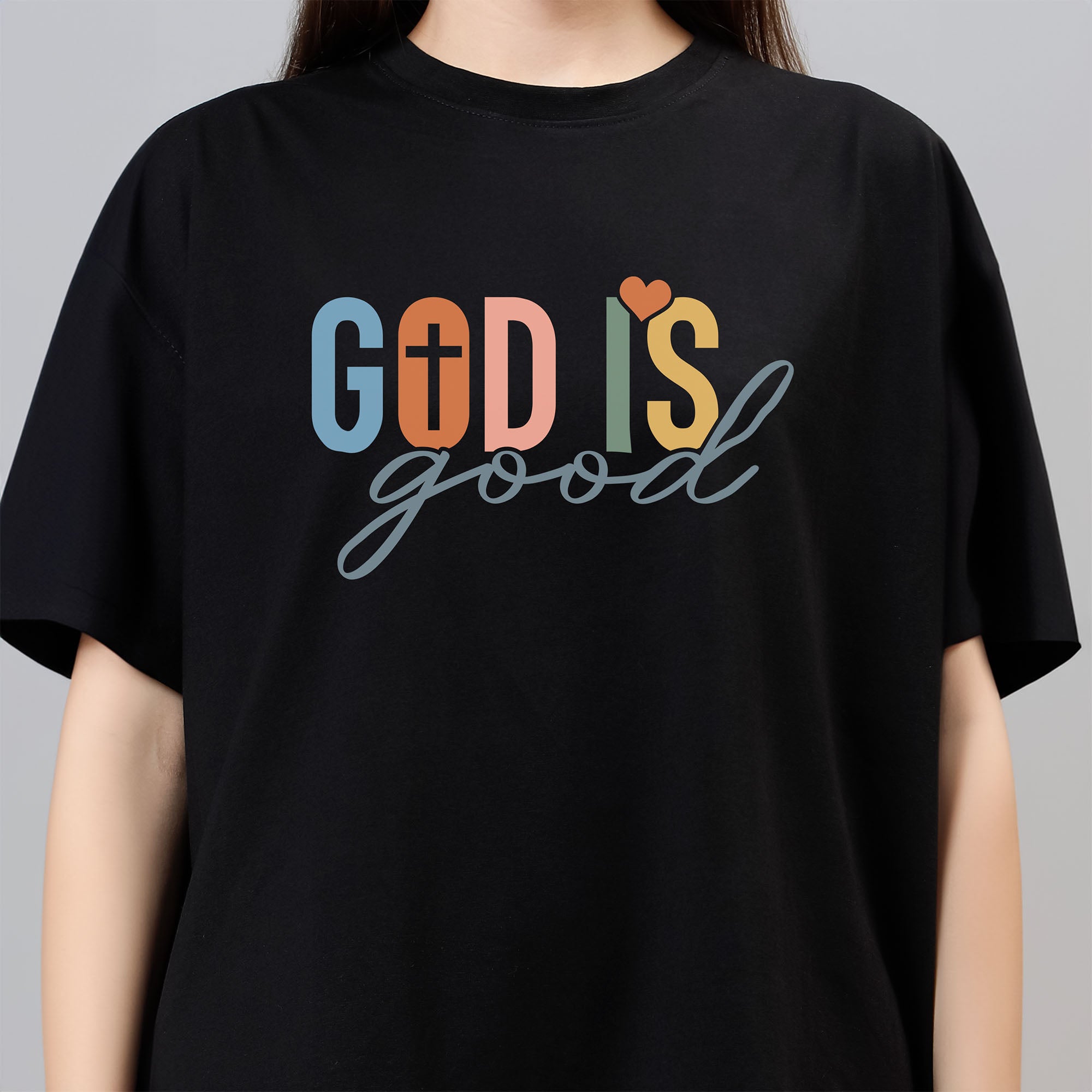 God Is Good - Black Oversized Women's Tshirt