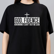 God.Fidece Knowing I Can't But He Can - Black Women's Oversized Tshirt