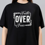 Faith Over Fear - Black Women's Oversized Tshirt