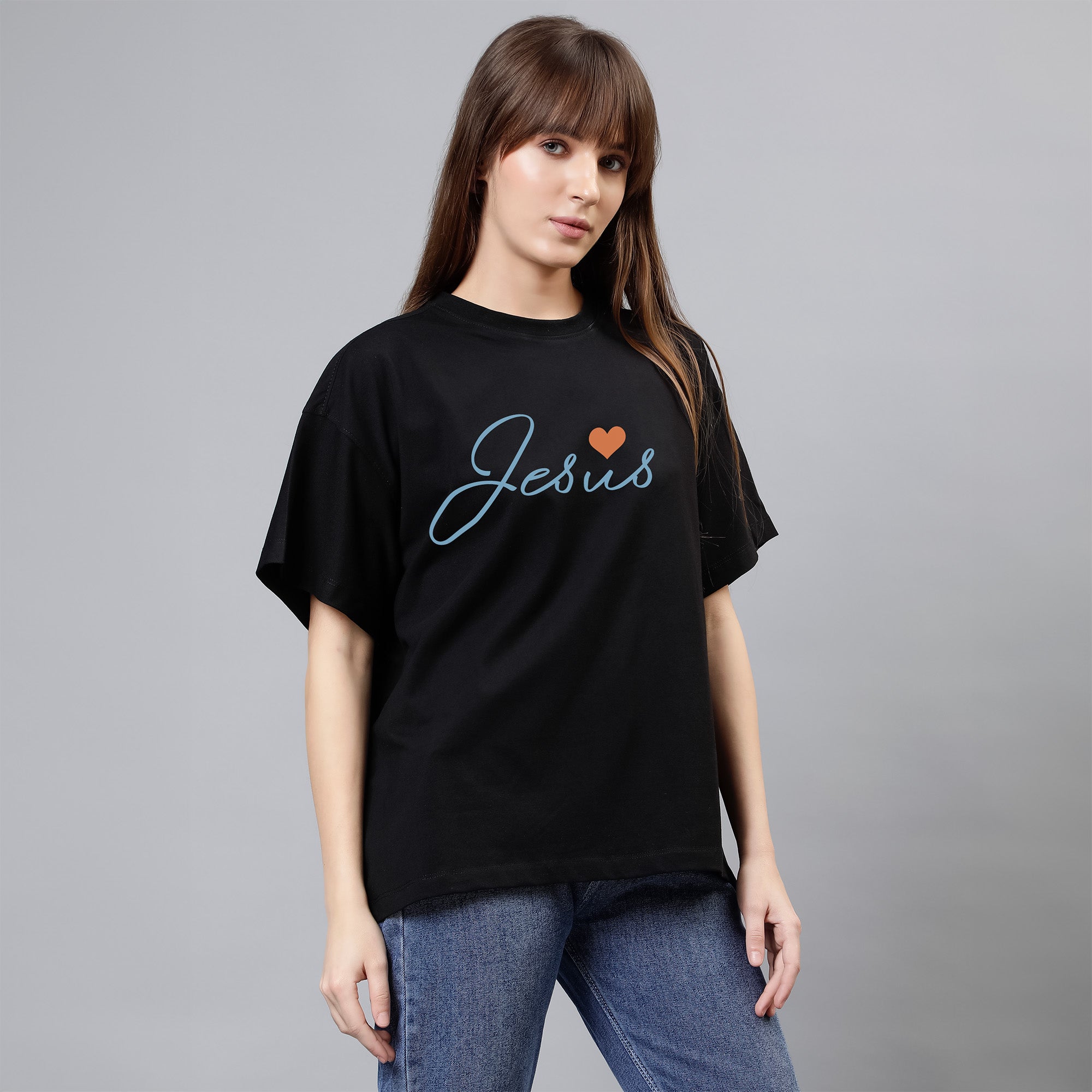 Love Jesus - Black Women's Oversized Tshirt