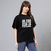 In The Waiting God Is Working - Black Women's Oversized Tshirt