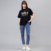 Faith Is Essential - Black Women's Oversized Tshirt