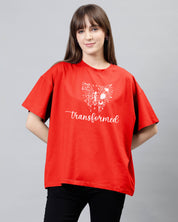 Empower Collection - Transformed - Marigold Red Women's Oversized Tshirt