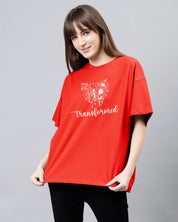 Empower Collection - Transformed - Marigold Red Women's Oversized Tshirt