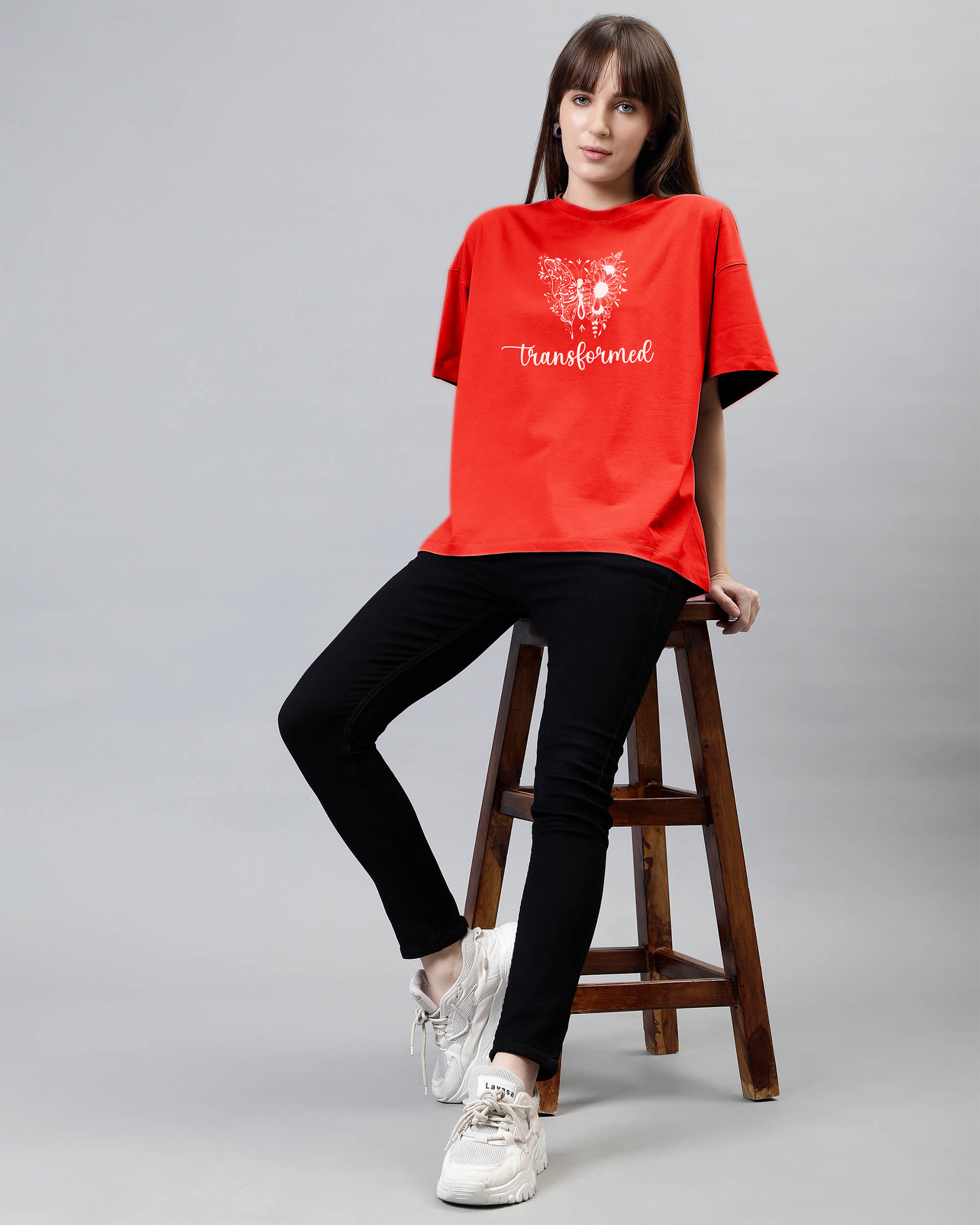 Empower Collection - Transformed - Marigold Red Women's Oversized Tshirt