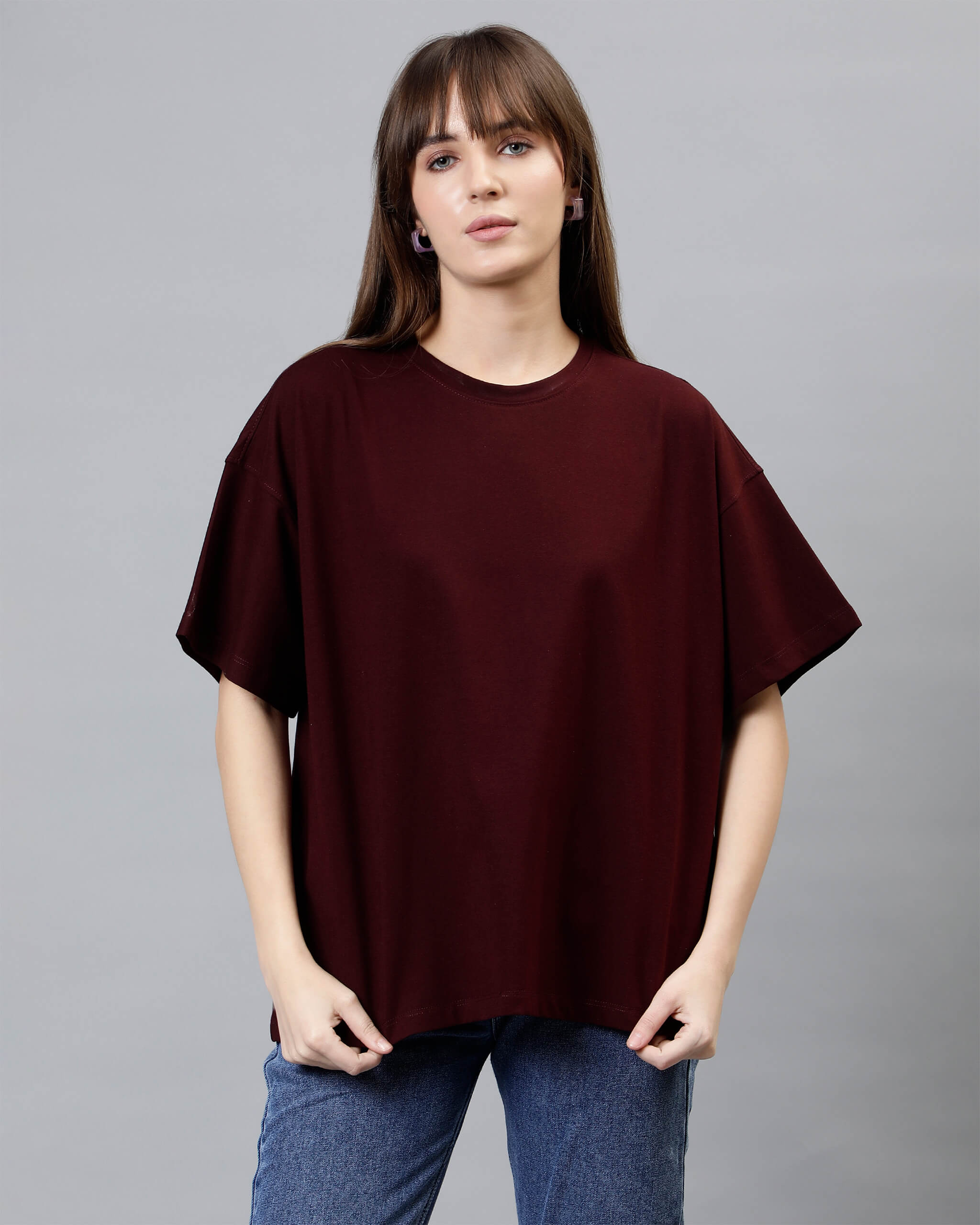 Maroon Women's Oversized Tshirt