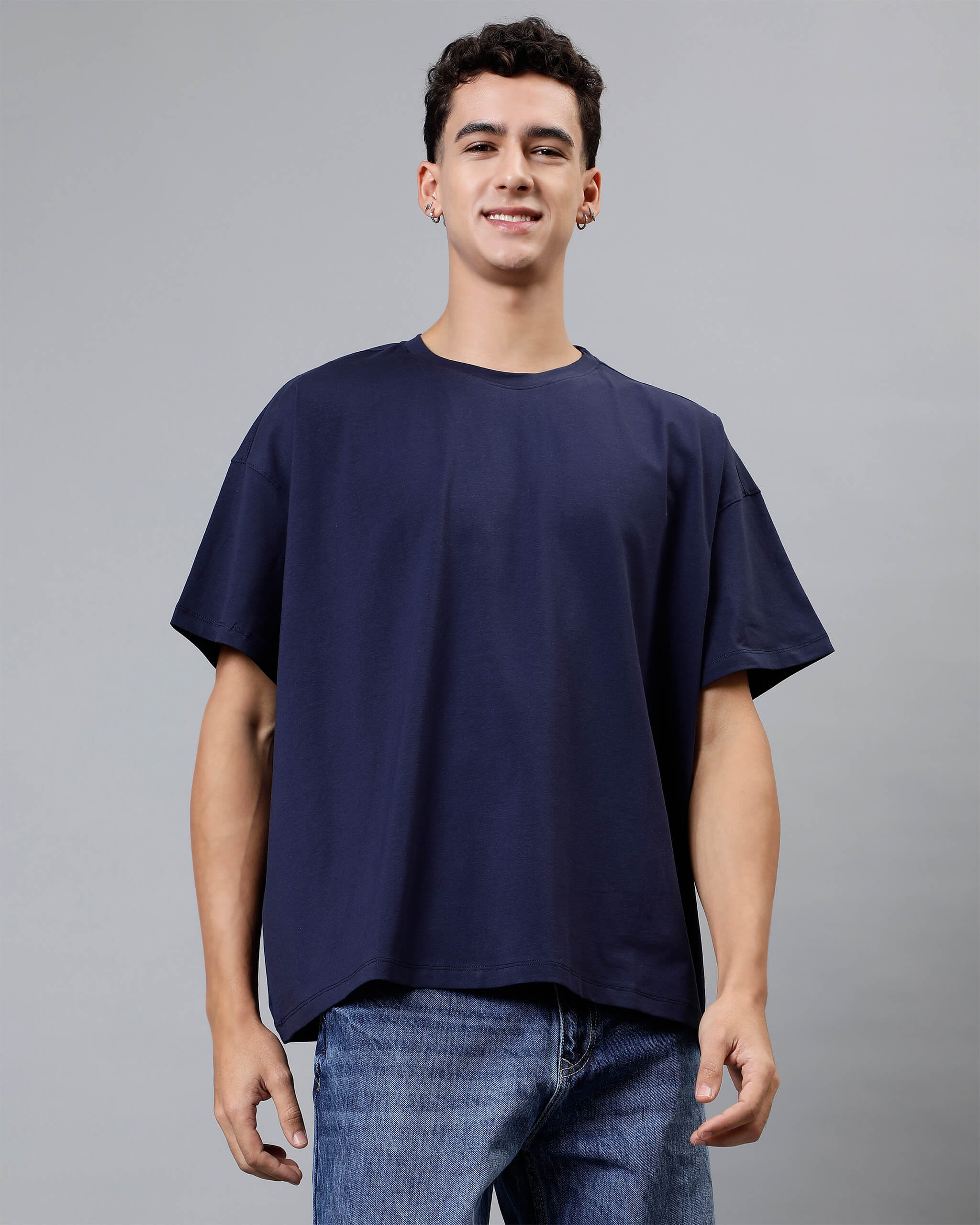 Navy Blue Oversized Men Tshirt