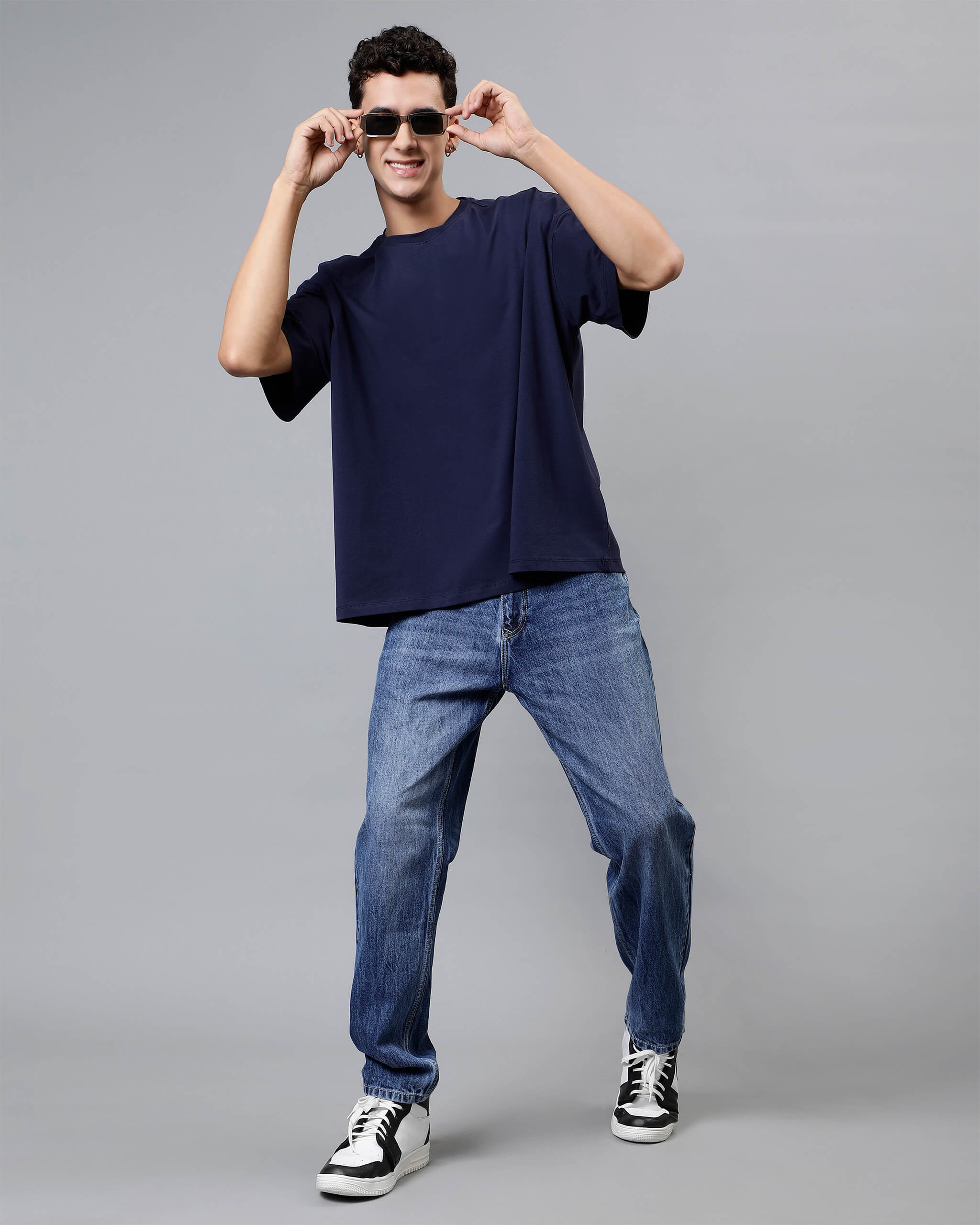 Navy Blue Oversized Men Tshirt