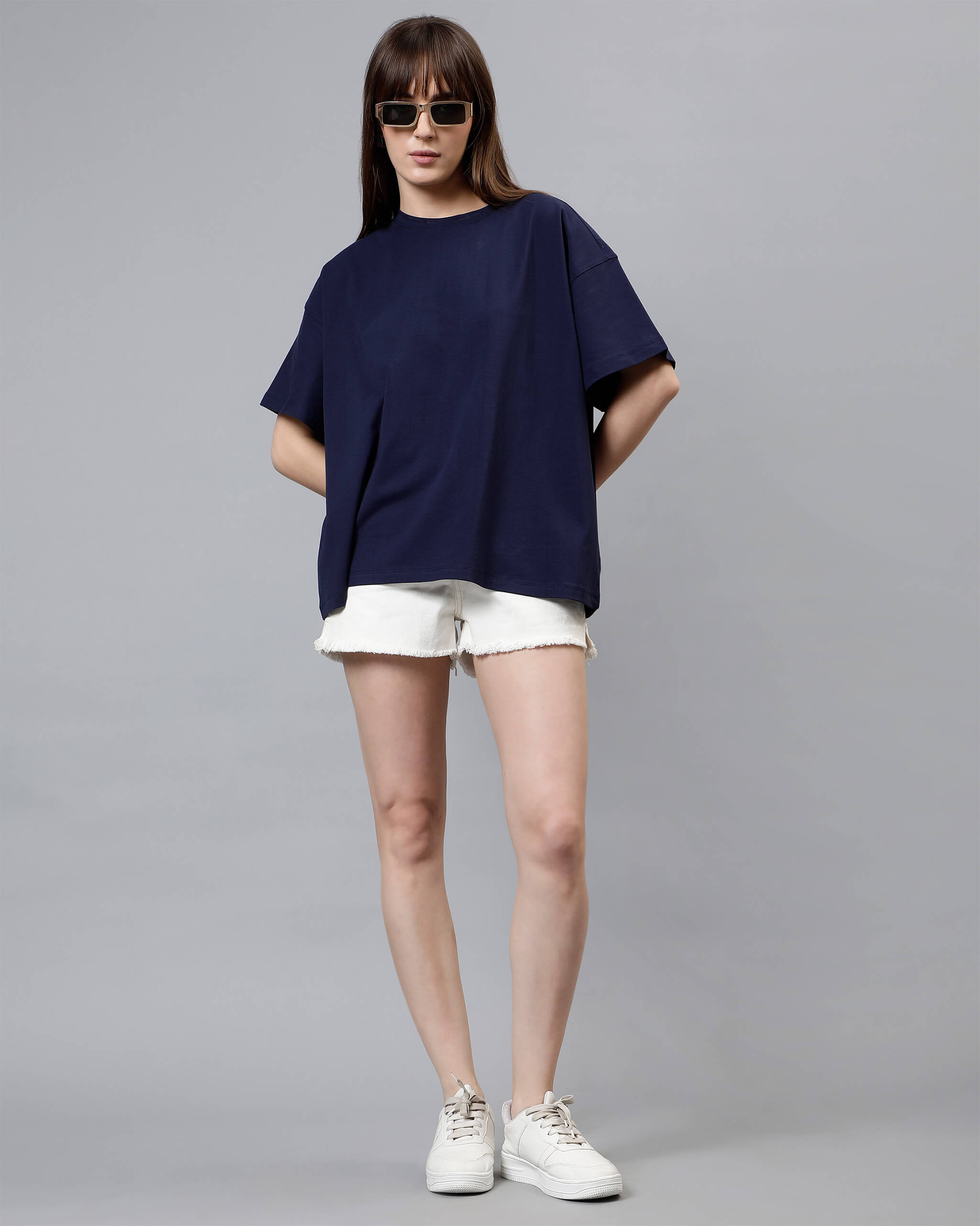 Navy Blue Women's Oversized Tshirt