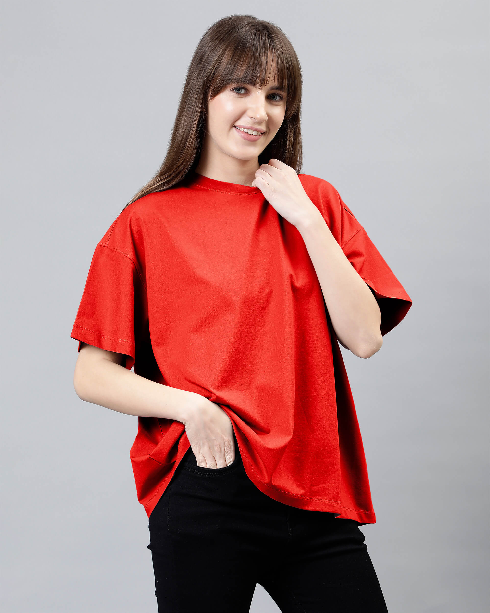 Marigold Red Women's Oversized Tshirt